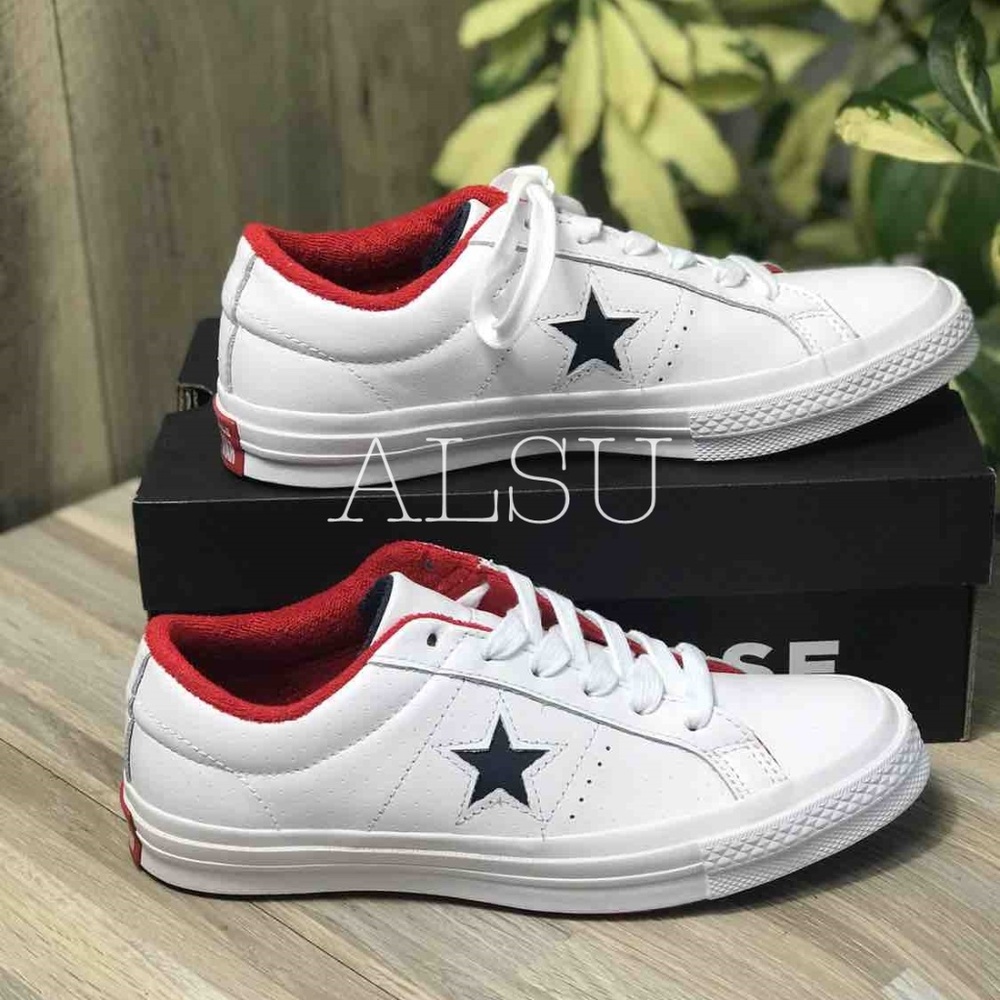 Converse One star Leather White Athletic Navy Men - Picture 1 of 7